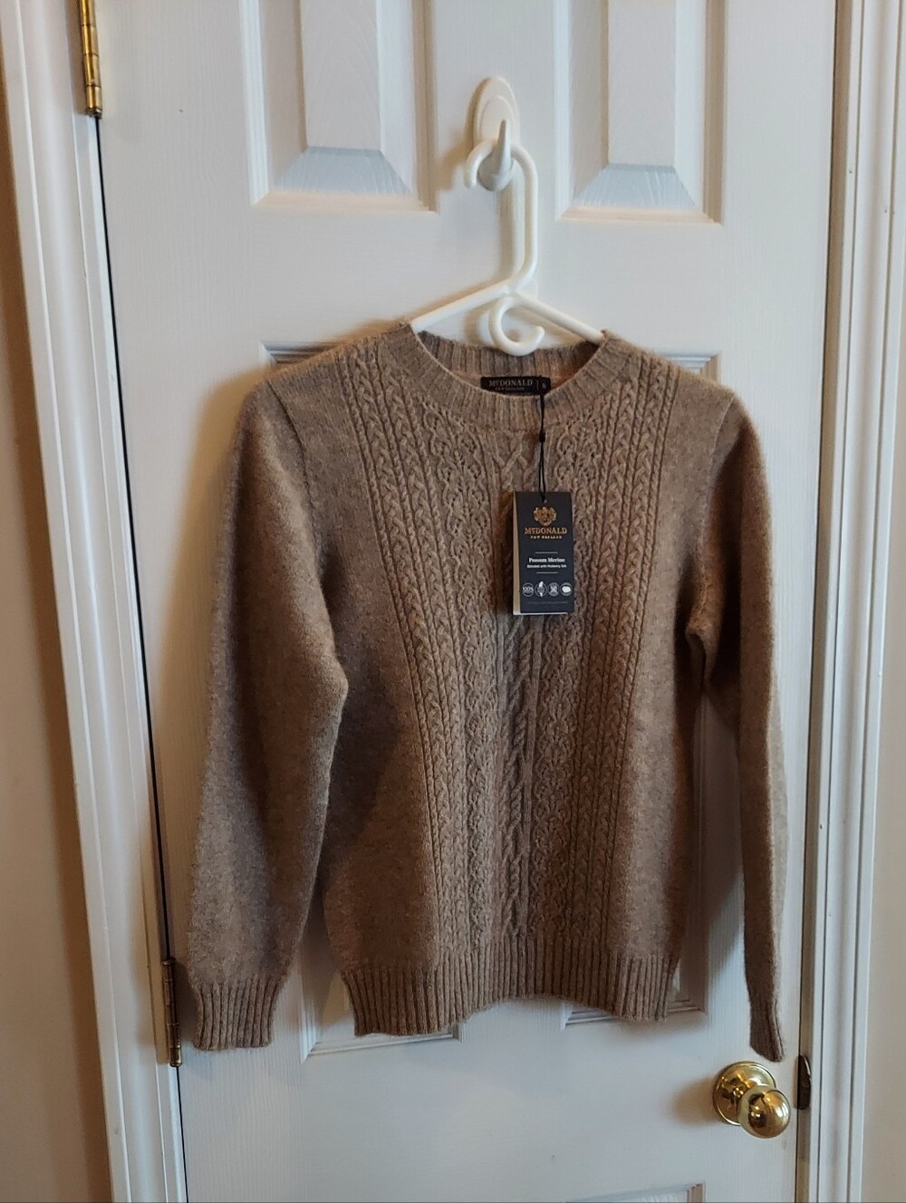 McDonald New Zealand Possum Merino Sweater Women's Small MOCHA NWT $250
